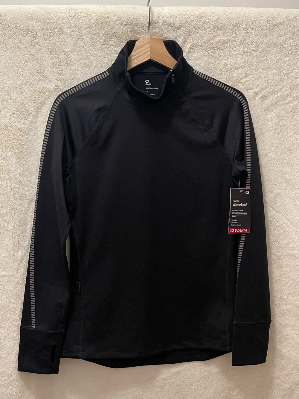 GAP GapFit Black Zip Mock Neck WinterBrush Pullover